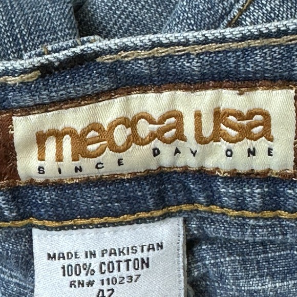 VINTAGE Mecca Jean Shorts Mens 42 Blue Denim Jorts Baggy Hip Hop Y2K 90s - Picture 11 of 12